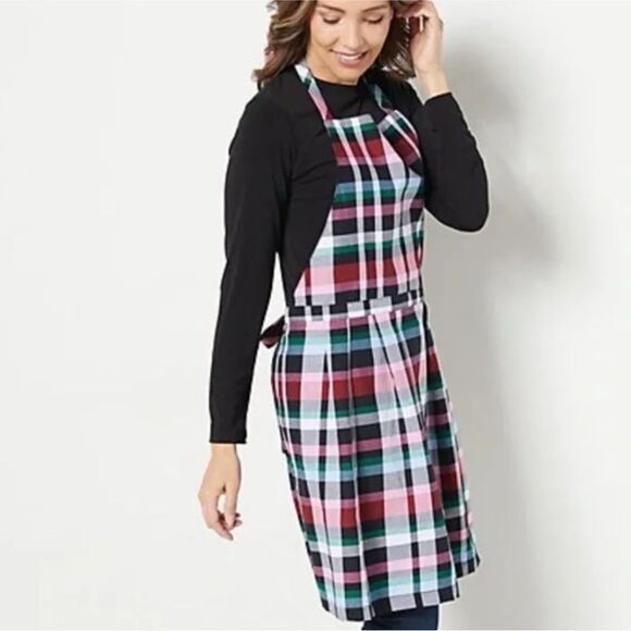 Vera Bradley Colorful Tartan Check Apron Adjustable Holiday Preppy Casual NWOT - Picture 11 of 12